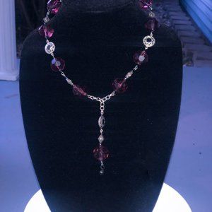 Purple and Silver Beaded necklace